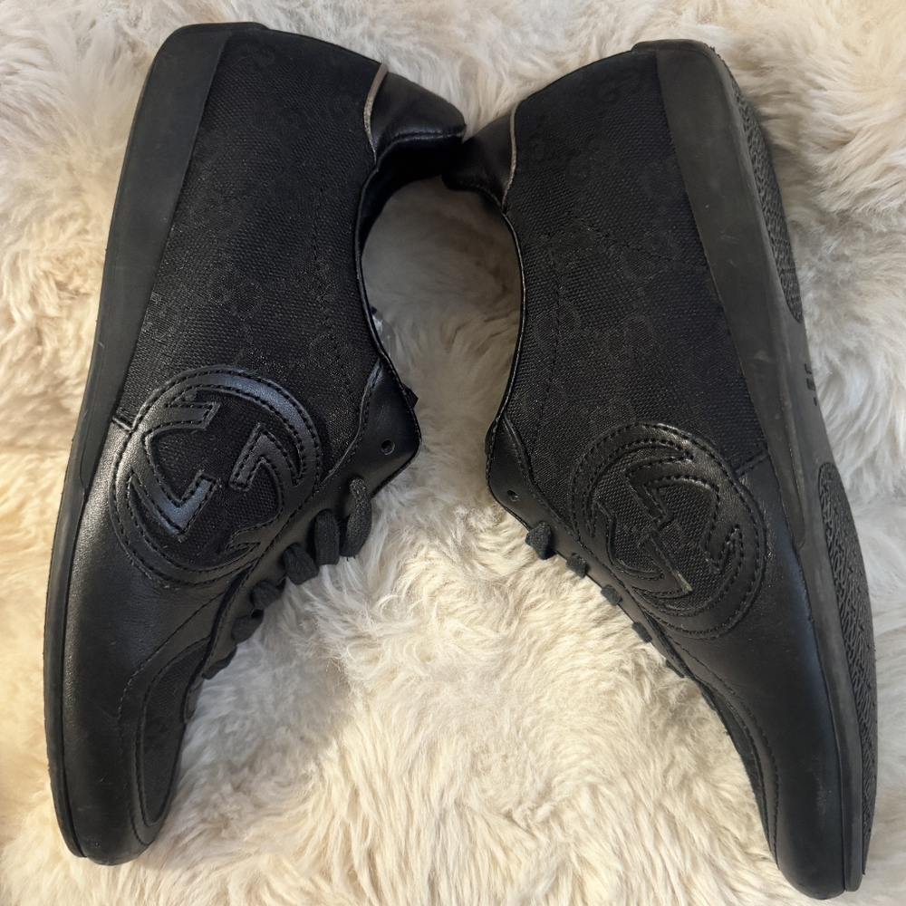 Authentic Gucci Monogram Nappa Canvas & Leather Sneakers - Picture 2 of 8